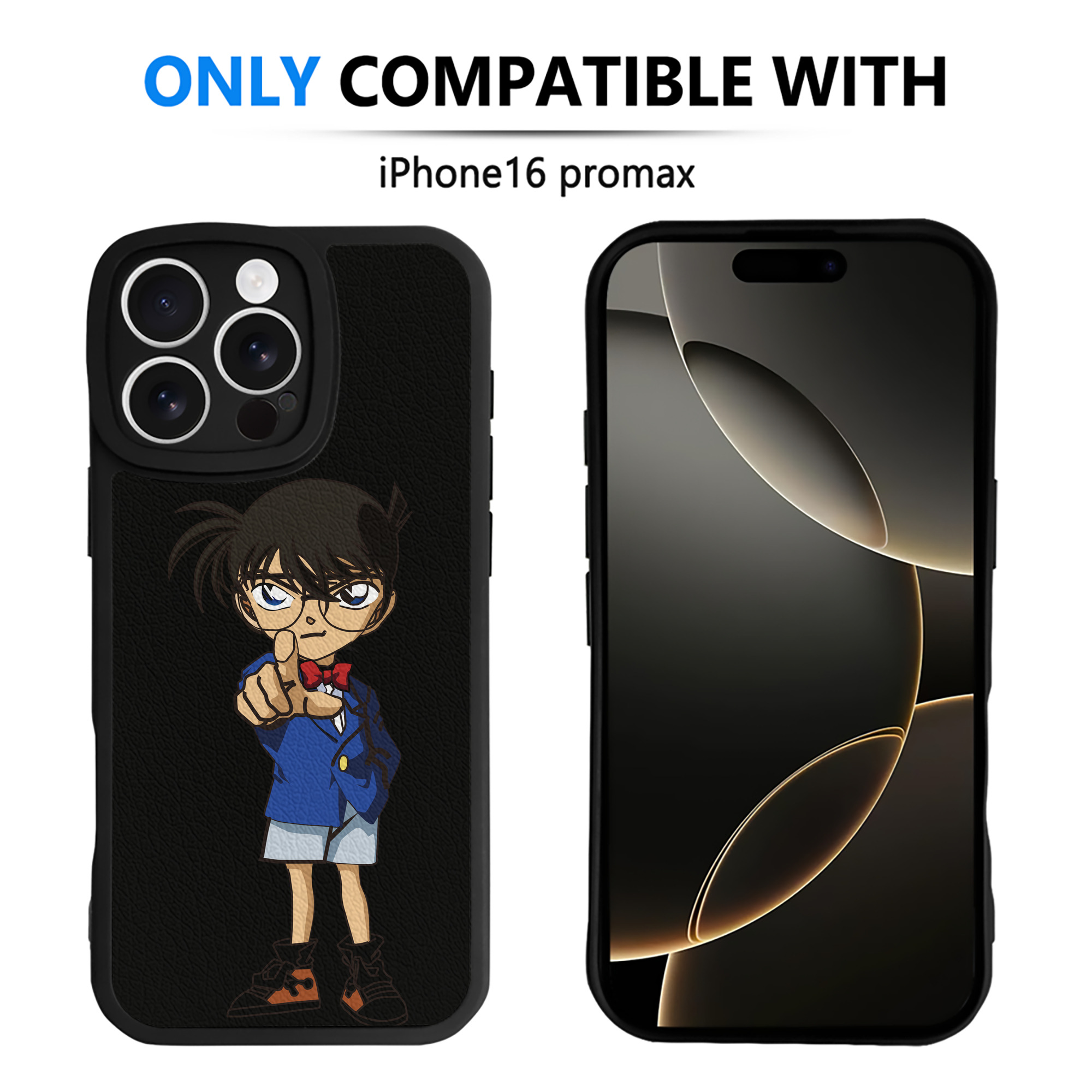 （画像用） 名探偵コナン 江戸川 コナン Detective Conan Conan Edogawa 【iPhone 16シリーズ対応】シリコンスマホケース（レザー調） 材質：シリコン